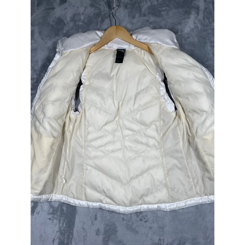 The North Face Womens 550 Down Puffer Vest White Chevron Quilted Large C984 F14 - Picture 8 of 12